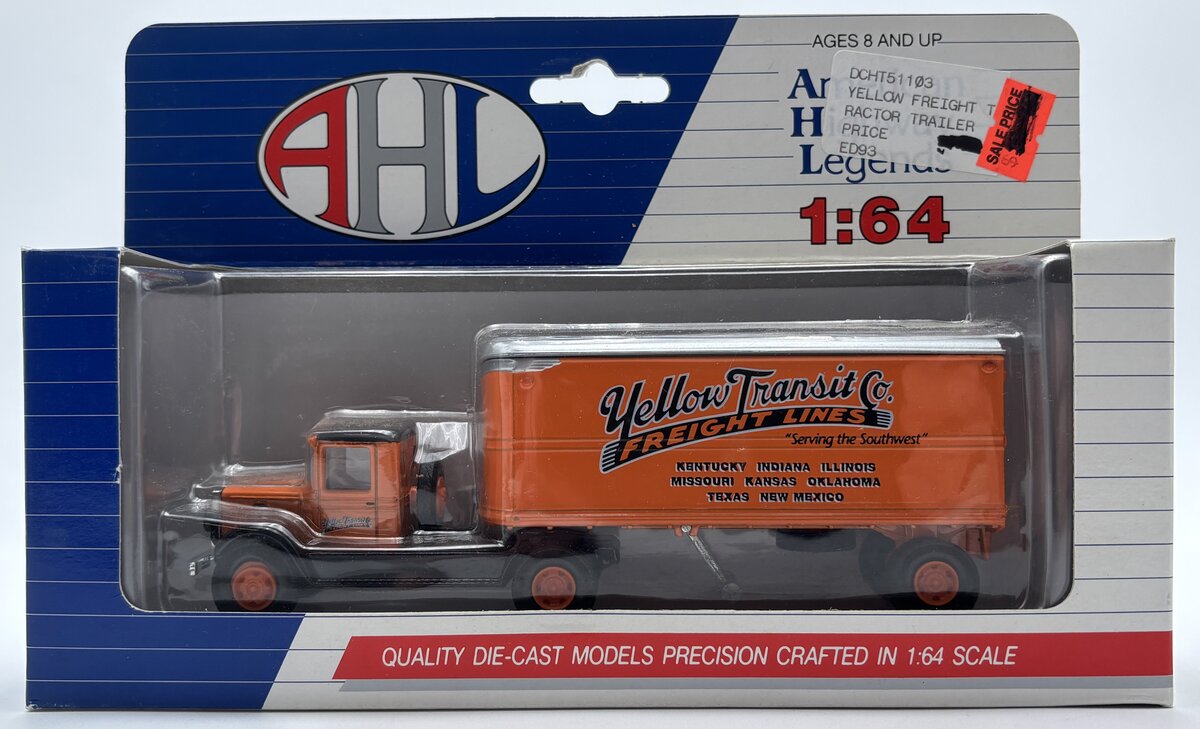 AHL L51103 1:64 Yellow Transit Co. Freight Lines Mack Model BM Tractor Trailer
