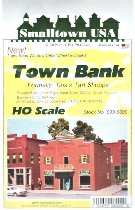 Smalltown USA 699-6000 HO Scale Town Bank (Formally: Tina's Tart Shoppe)