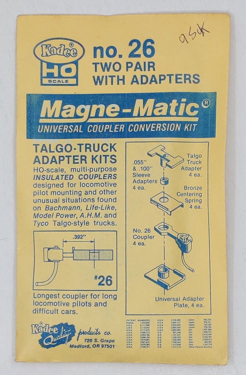 Kadee 26 HO Scale Magne-Matic Universal Coupler Conversion 2-Pair W/Adapter Kit
