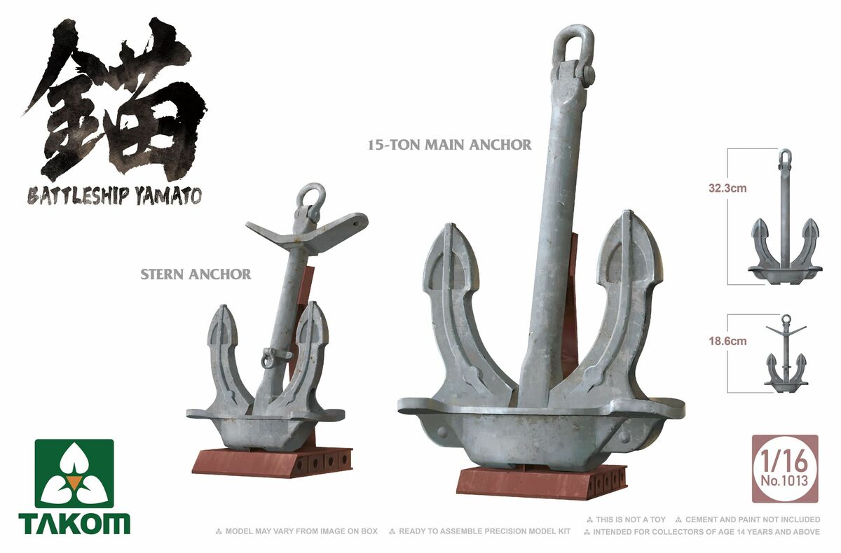 Takom 1013 1:16 Battleship Yamato Anchor Plastic Model Kit