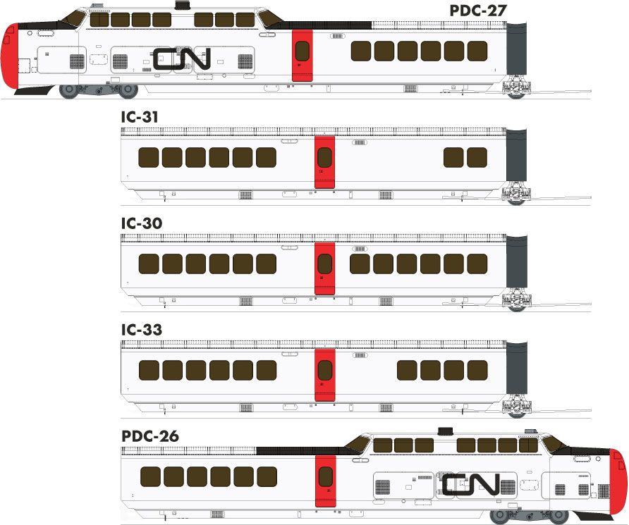 Rapido Trains 203505 HO CN Rail UAC TurboTrain with DC/DCC/Sound (Set of 5)