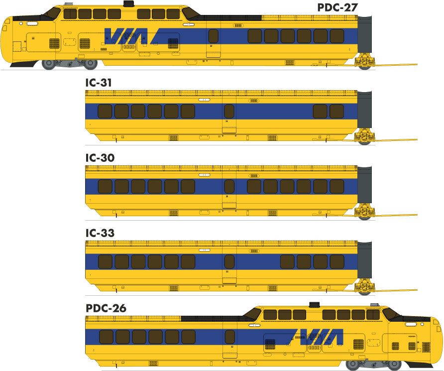 Rapido Trains 203506 HO VIA UAC TurboTrain with DC/DCC/Sound #1 (Set of 5)