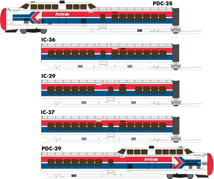 Rapido Trains 203504 HO Amtrak Late UAC TurboTrain with DC/DCC/Sound (Set of 5)