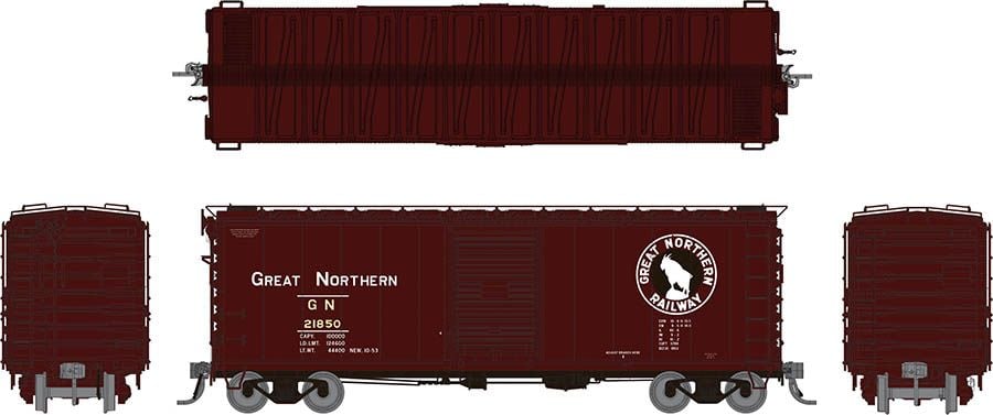 Rapido Trains 155001A HO Great Northern 40'' Boxcar with Early IDNE