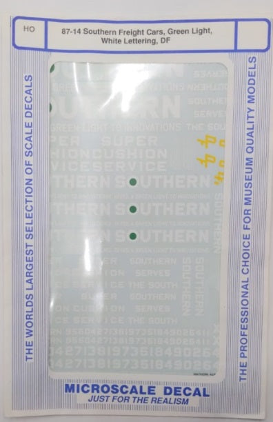 Microscale 87-14 HO 1969-82 Southern Freight Cars Box Car Decal Sheet