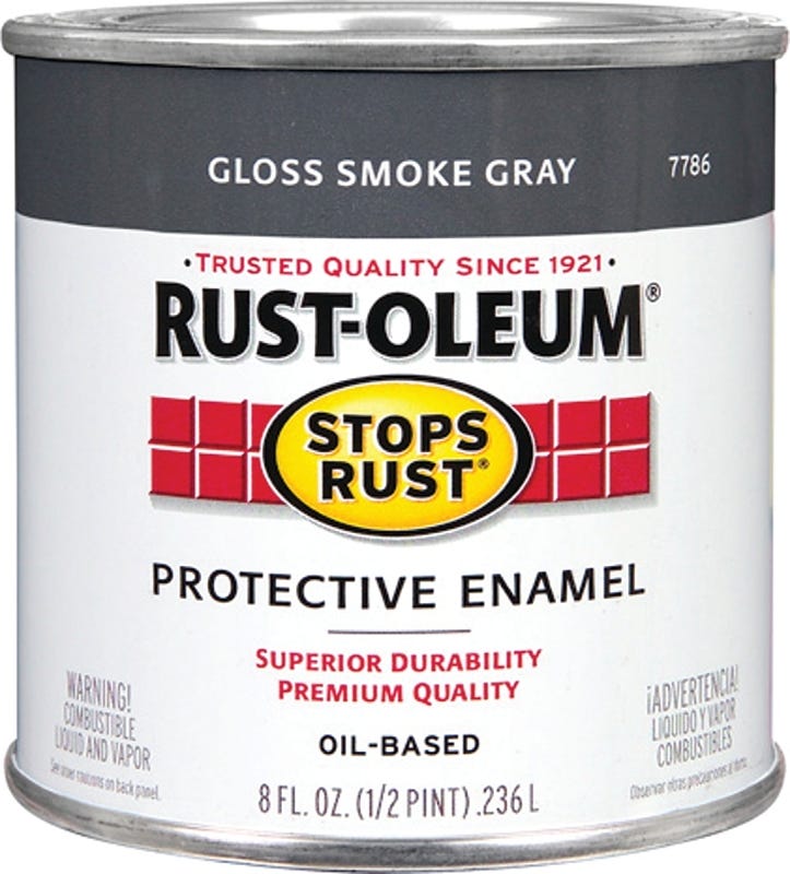 Testors 7786730 Gloss Smoke Gray Stops Rust Oil Based Enamel Paint - 8 oz. Can