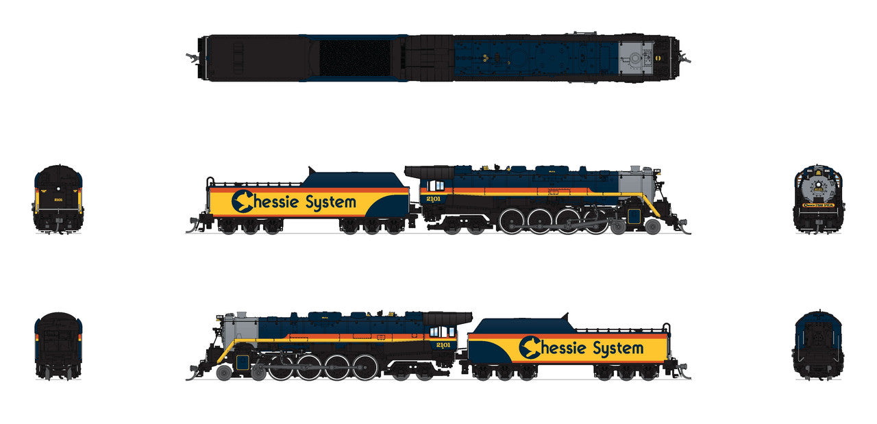 Broadway Limited 7406 N Chessie T1 4-8-4 Steam Loco - Sound/DC/DCC, Smoke #2101 LN/Box