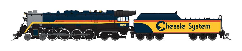 Broadway Limited 7406 N Chessie T1 4-8-4 Steam Loco - Sound/DC/DCC, Smoke #2101 LN/Box