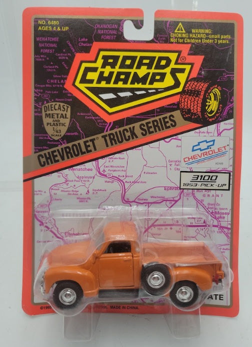 Road Champs 6480 1:43 Scale Orange 1953 Chevrolet Series 3100 Pick- Up Truck