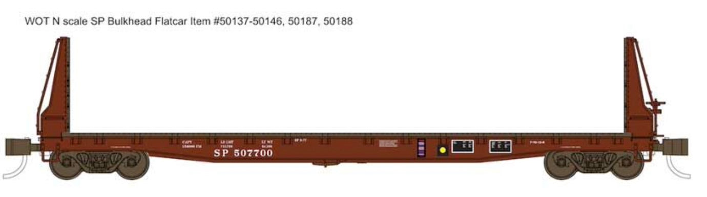 Wheels of Time 50137 N SP Gunderson 70-Ton 53' 6" Bulkhead Flatcar #507700