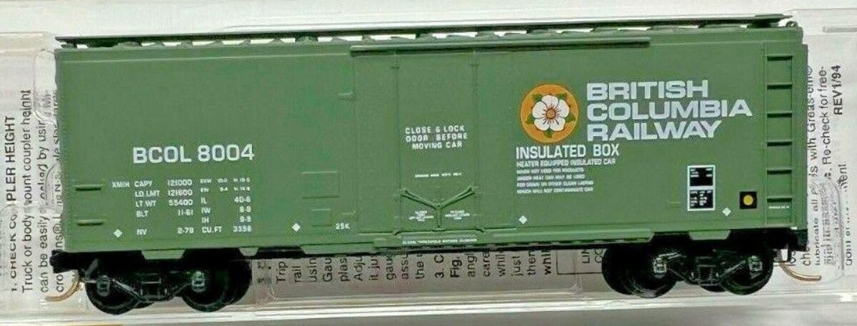 Micro-Trains 02100230 N Scale BCOL 40' Standard Plug Door Boxcar #8004