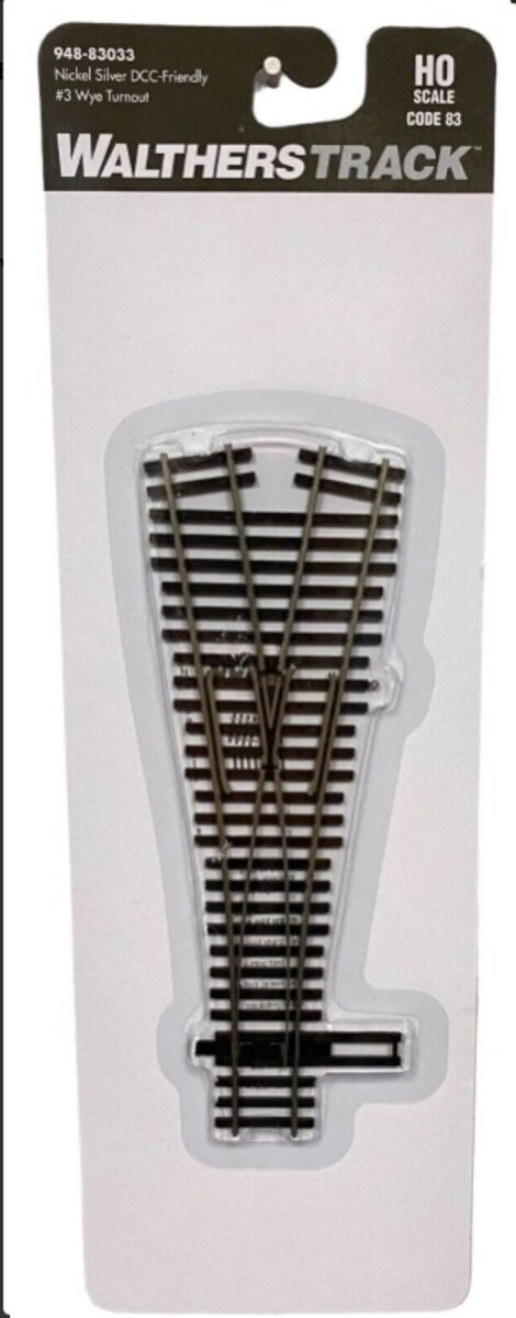 Walthers 948-83033 HO Code 83 Nickel Silver DCC-Friendly #3 Wye Turnout