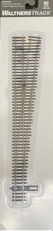 Walthers 948-83020 HO Code 83 Nickel Silver DCC-Friendly #8 Right Hand Turnout