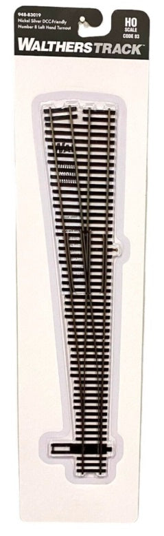 Walthers 948-83019 HO Code 83 Nickel Silver DCC-Friendly #8 Left Hand Turnout