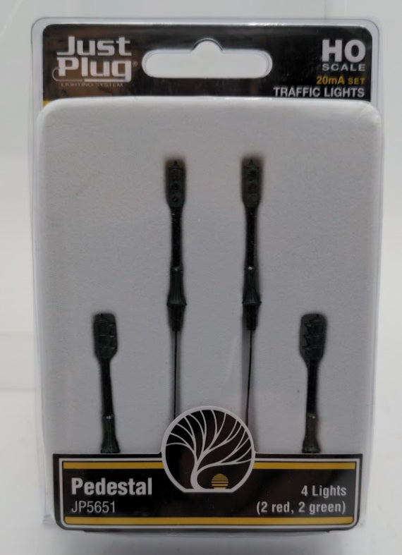Woodland Scenics JP5651 HO Scale Just Plug Pedestal Traffic Light (Pack of 4)