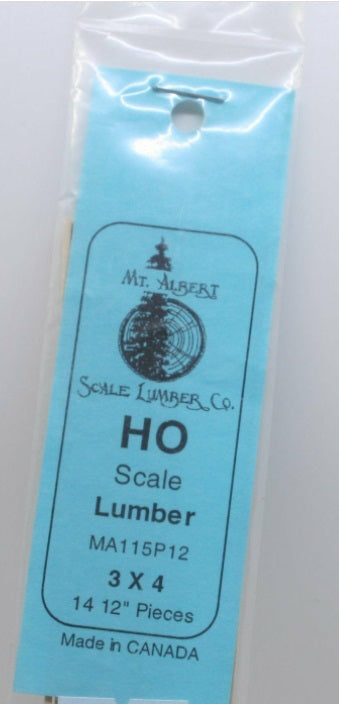 Mt. Albert Scale Lumber Co. MA115P12 HO Lumber 3 x 4 14 12" (Pack of 12)