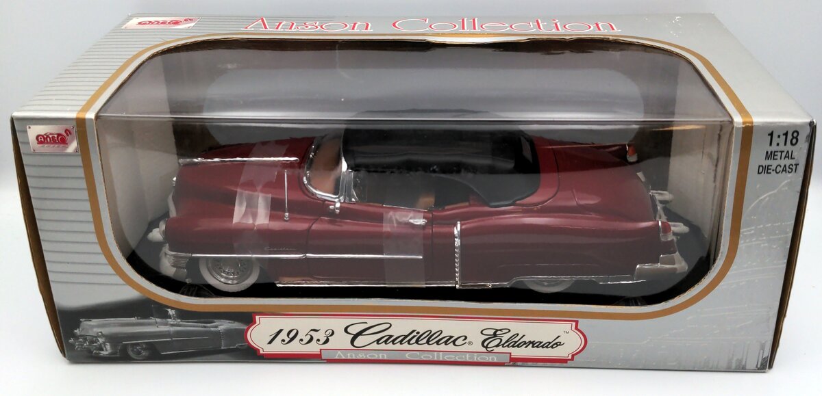 Anson 30372 1:18 Diecast 1953 Cadillac Eldorado (Burgundy w/Tan Interior)