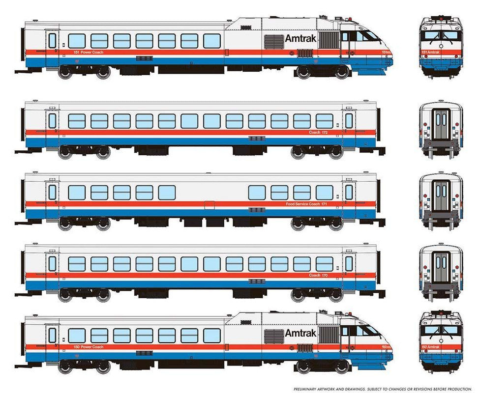 Rapido Trains 525502 N Amtrak Rohr Turboliner - ESU LokSound DCC Sound Set #3