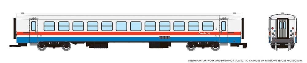 Rapido Trains 525102 N Amtrak Ph III Early RTL Turboliner Coach Single Car #184