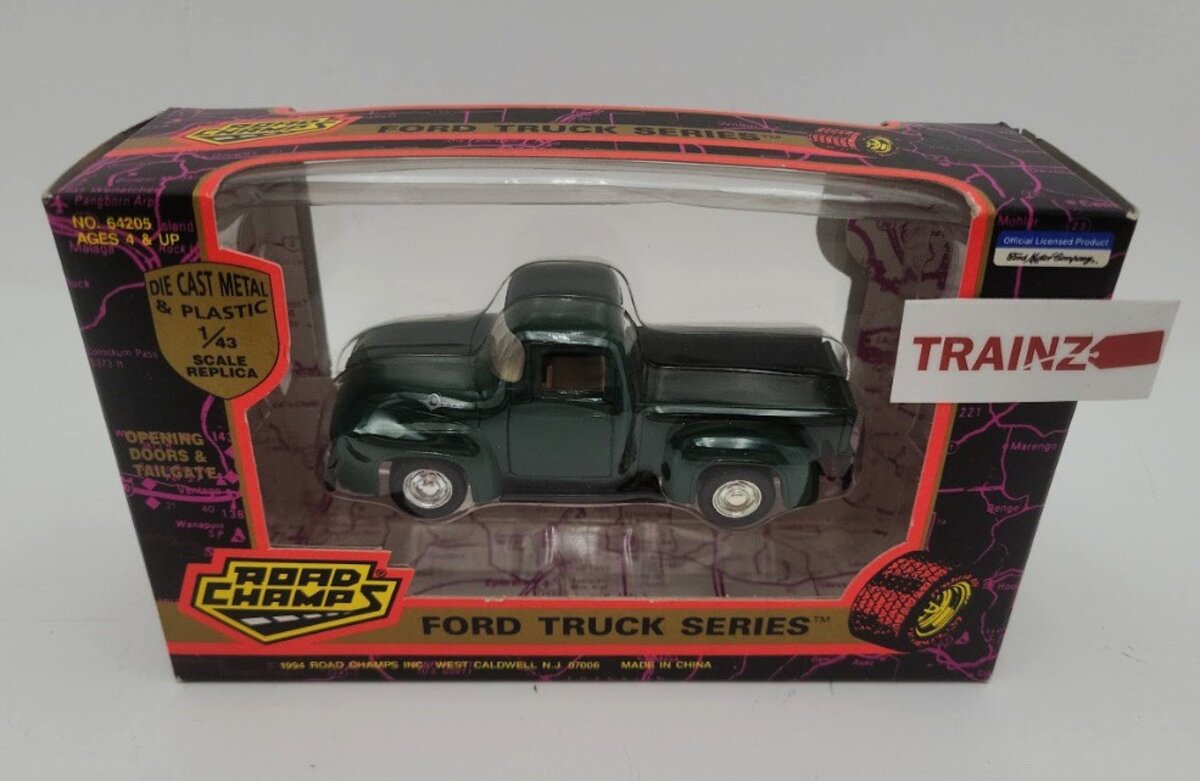 Road Champs 64205 1:43 Scale Green Ford F-100 Truck W/ Opening Doors & Tailgate