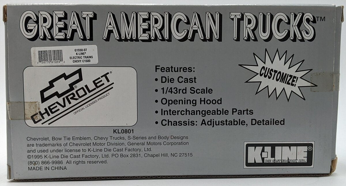 K-Line KL0801 1:43 Chevy Pickup Truck C1500 Reg Cab Sport Great American Trucks