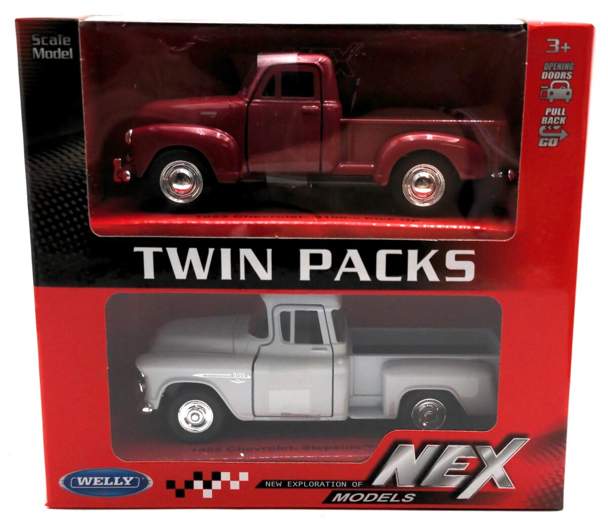 Welly Diecast 42310F-2G 1:43 Twin Pack 1953 Chevy 3100/ 1955 Chevy Stepside Car