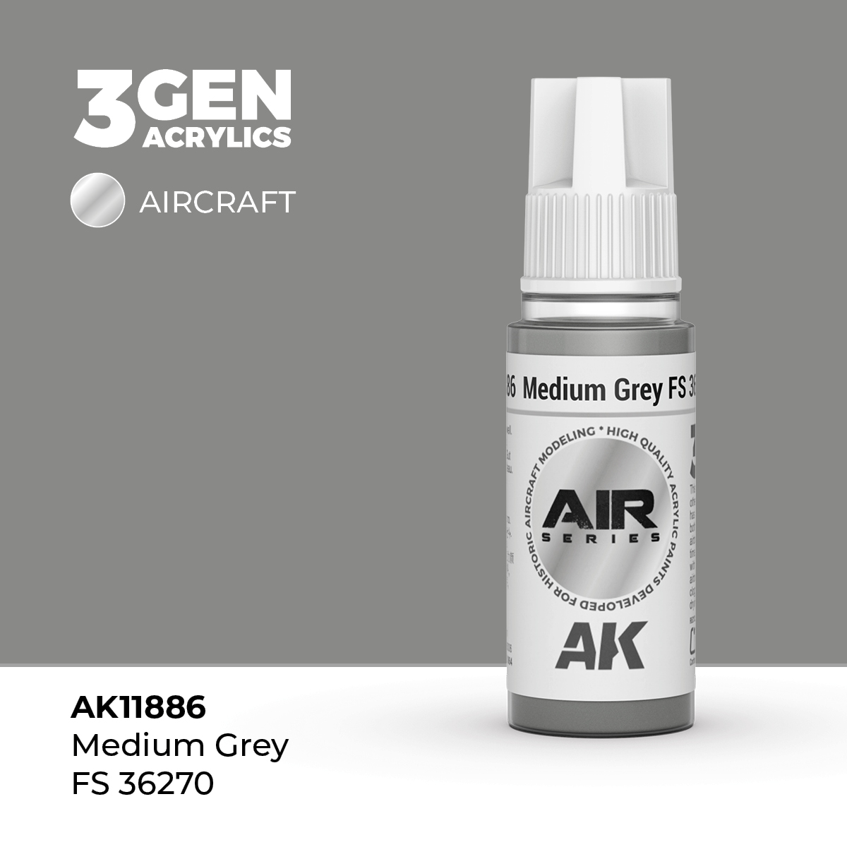 AK Interactive AK11886 Air Series Medium Grey FS 36270 17 ml Paint Bottle