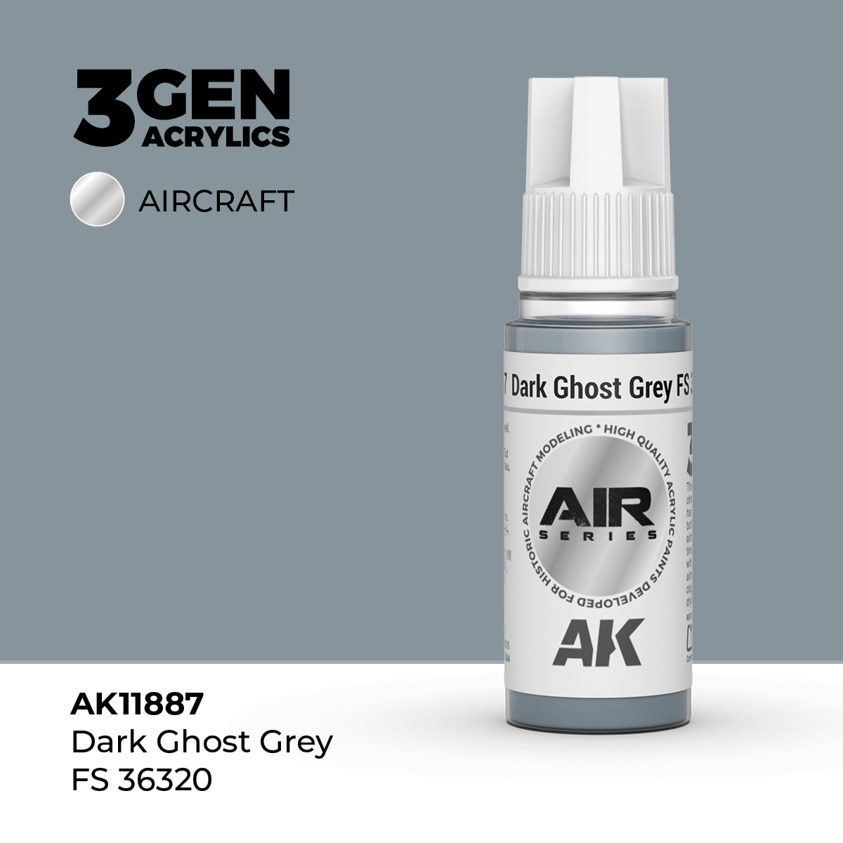 AK Interactive AK11887 Air Series Dark Ghost Grey FS 36320 17 ml Paint Bottle