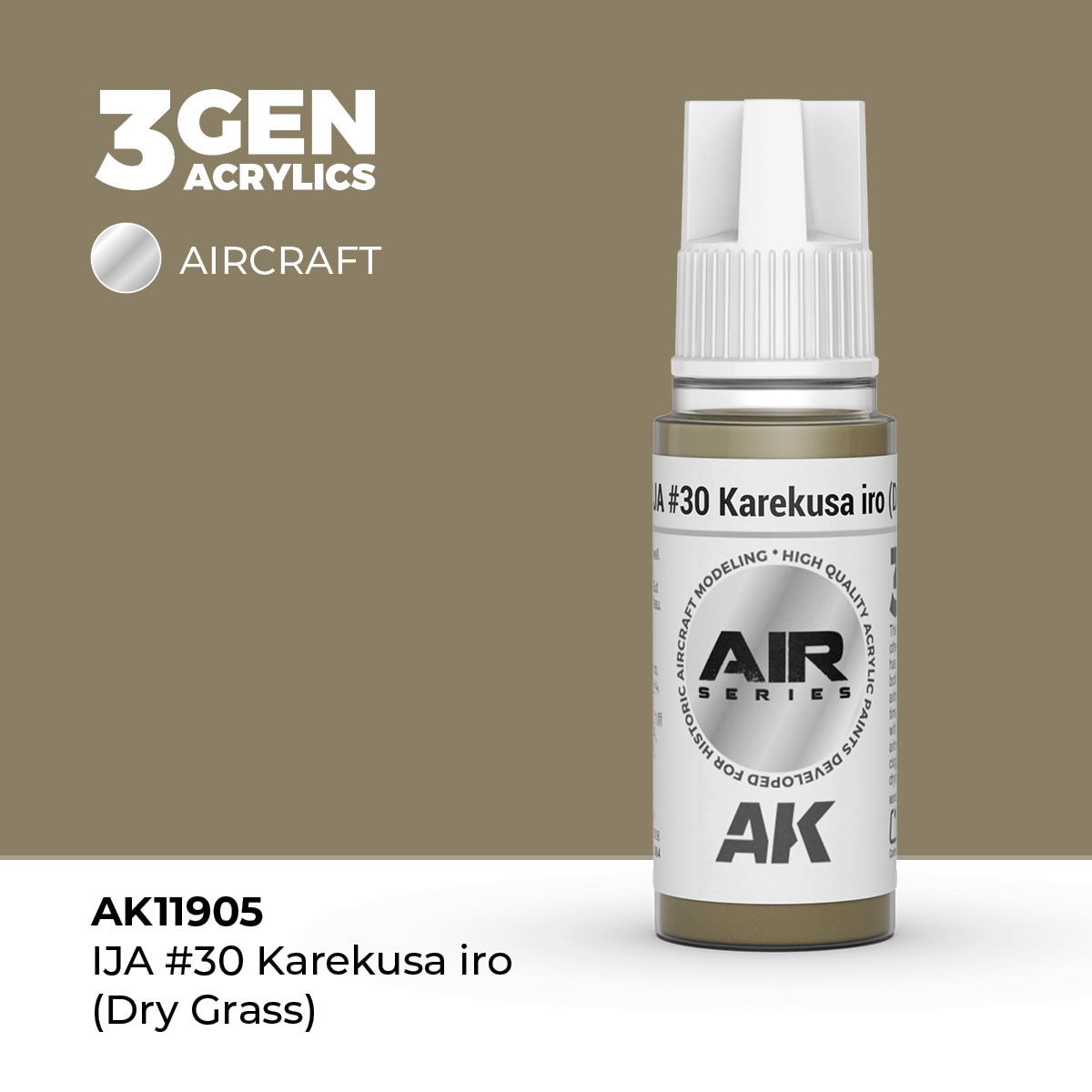 AK Interactive AK11905 IJA #30 Karekusa Iro (Dry Grass) 17 ml Paint Bottle