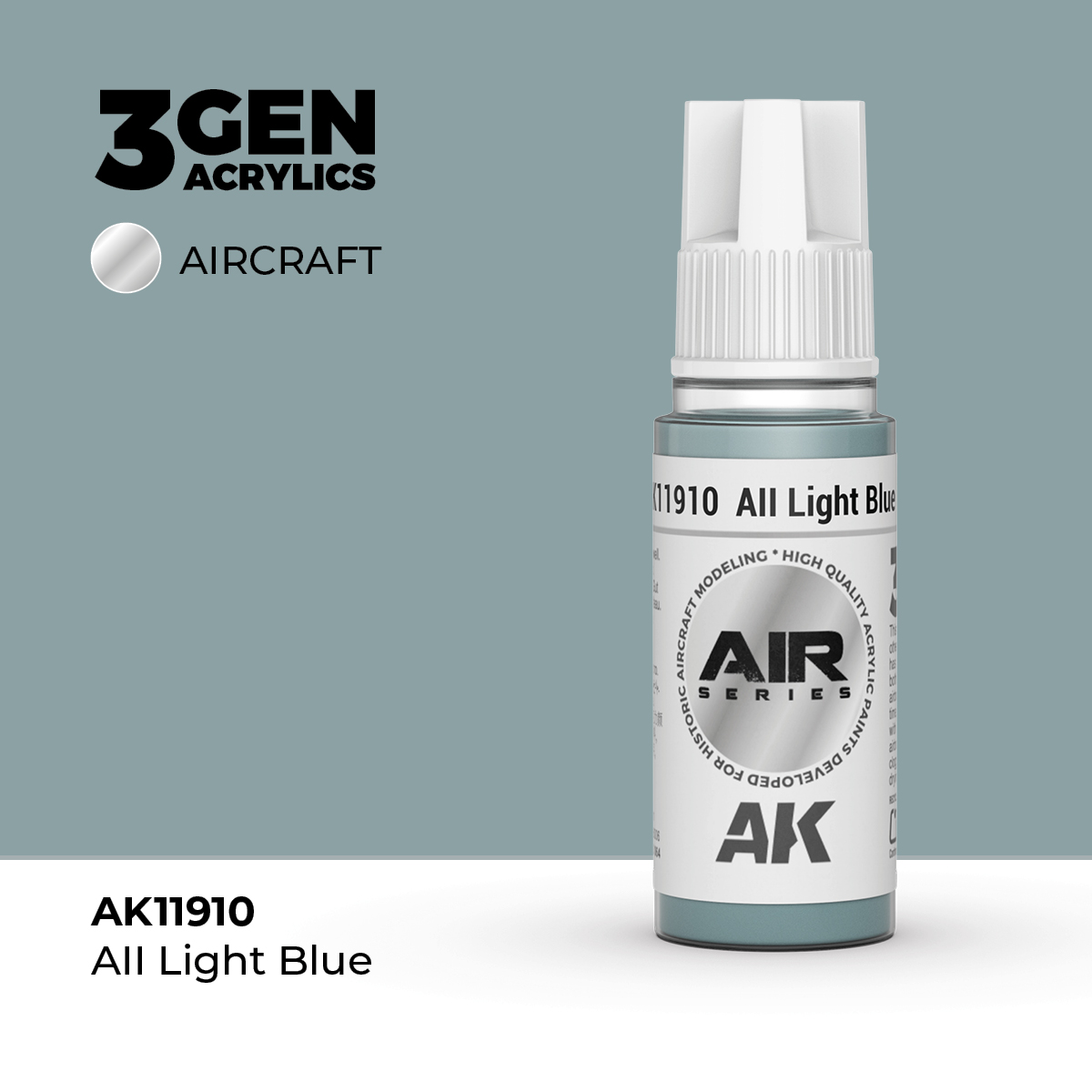 AK Interactive AK11910 Air Series All Light Blue 17 ml Paint Bottle