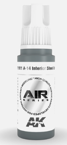 AK Interactive AK11911 Air Series A-14 Interior Steel Grey 17 ml Paint Bottle