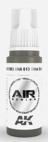 AK Interactive AK11863 Air Series ANA 613 Olive Drab 17 ml Paint Bottle