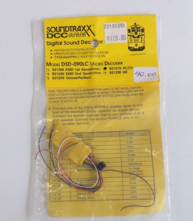 SoundTraxx 821210 N/HO/O Model DSD-090LC Alco Diesel Sound Decoder
