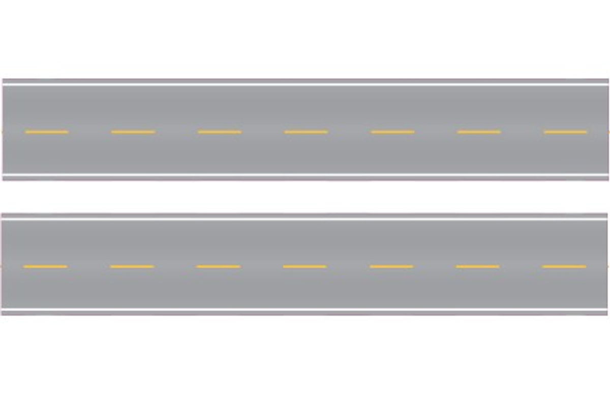 Easy Streets 3153032 HO 10'' Straight Section Double Passing Roadway (Pack of 2)