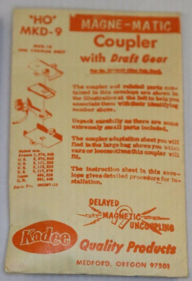 Kadee MKD-9 HO Scale Couplers For Coupler Mounted Trucks