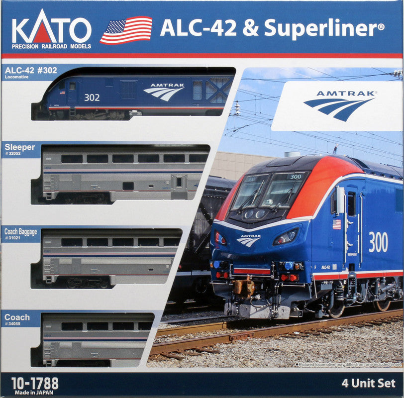 Kato 10-1788-1 N AMTK ALC-42 & Superliner Ph. VI Starter Series Set w/ Lighting