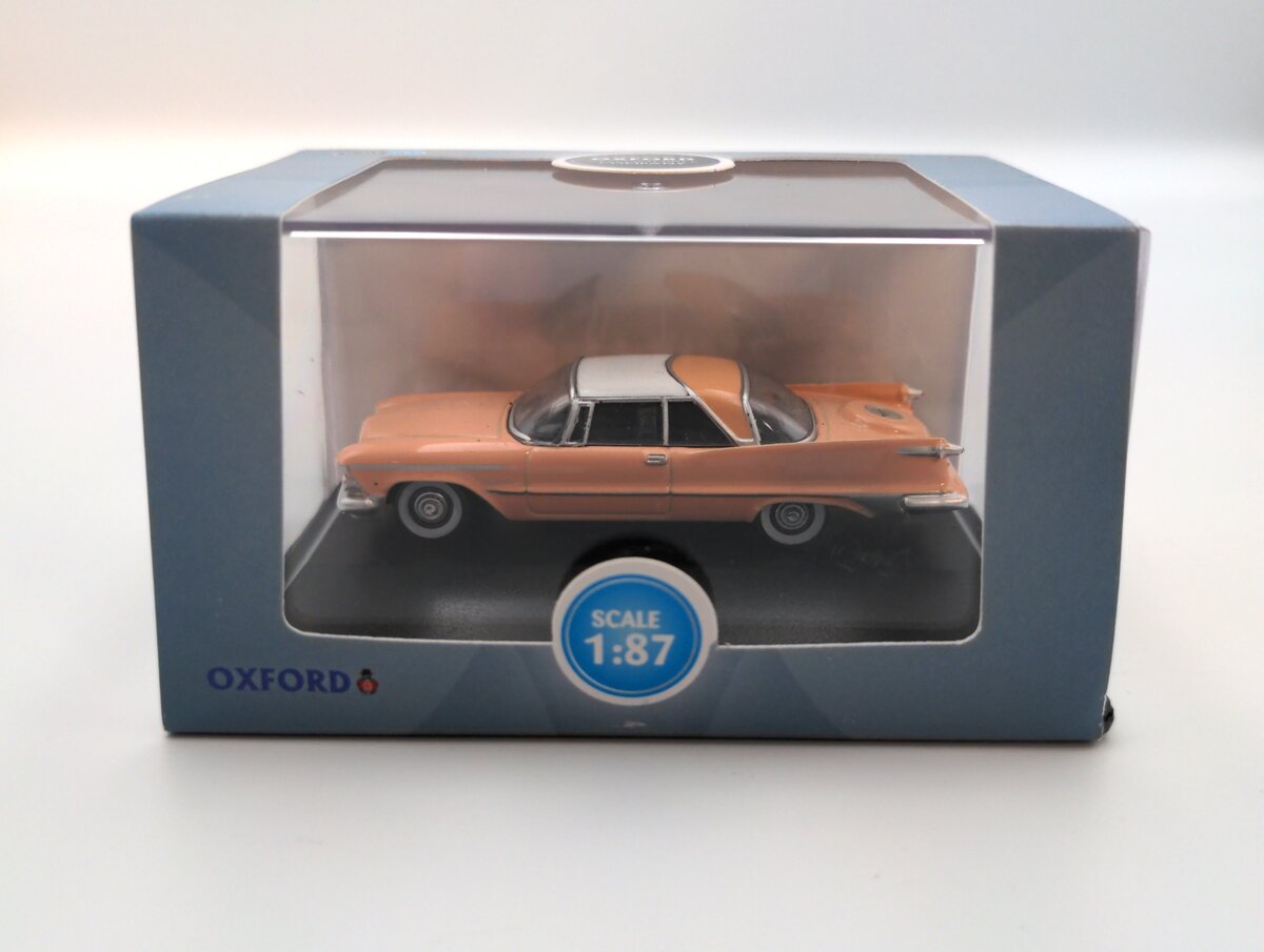 Oxford Diecast 87IC59001 HO Persian Pink 1959 Imperial Crown 2 Door Hardtop Car
