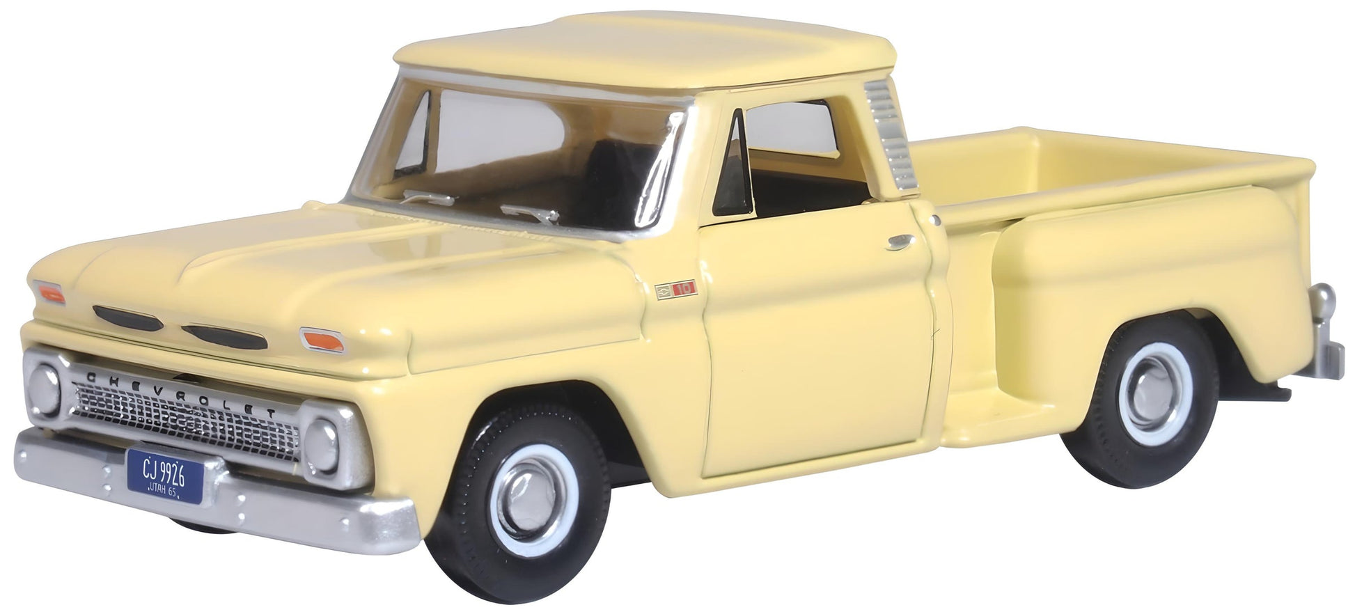 Oxford Diecast 87CP65007 HO Yellow 1965 Chevrolet Stepside Pick Up Truck