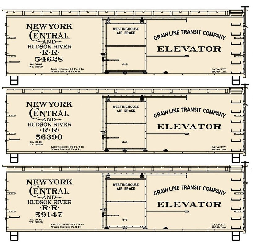 Accurail 8153 HO NYC&Hudson River 36' Double Sheath Wood Box Car Kit (Set of 3)