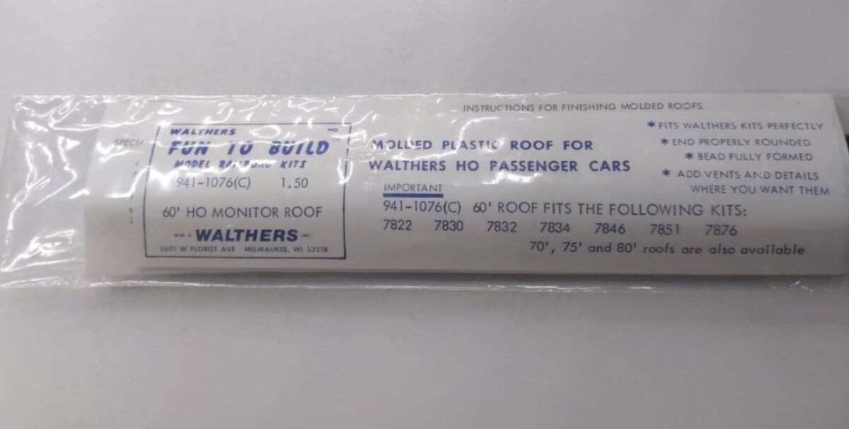Walthers 941-1076 HO 60' Monitor Roof Fun to Build Kit