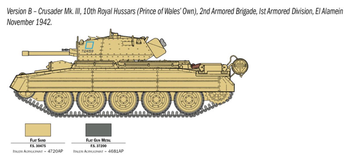 Italeri 6592 1:35 Crusader Mk. III Britishwith Crew Military Tank Model Kit