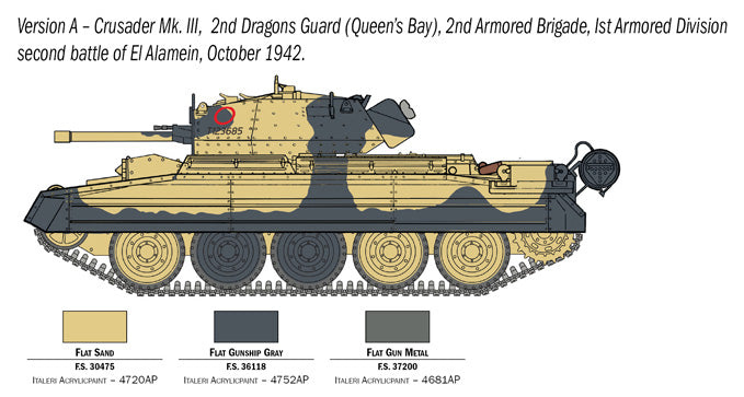 Italeri 6592 1:35 Crusader Mk. III Britishwith Crew Military Tank Model Kit