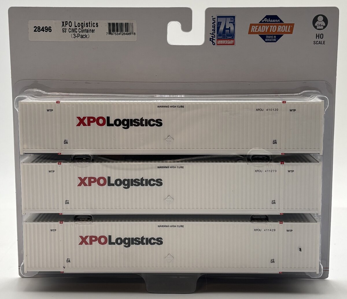 Athearn 28496 HO XPO RTR 53' CIMC Container #1 (Pack of 3)