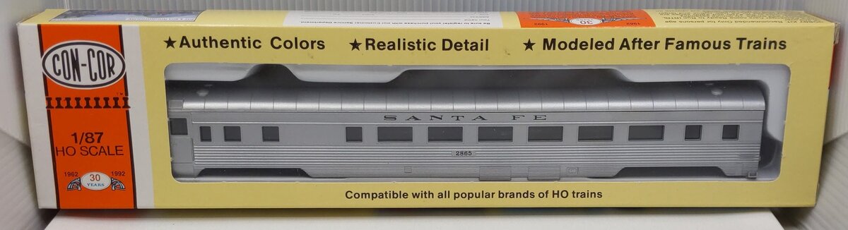 Con-Cor 0001-000702 HO Santa Fe 85' Corrugated Passenger Coach #2865