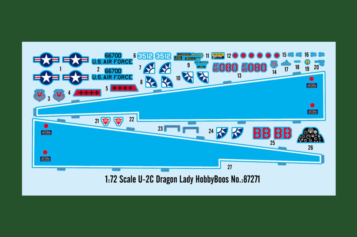 Hobby Boss 87271 1:72 Lockheed U-2C Dragon Lady Jet Military Aircraft Plane Kit