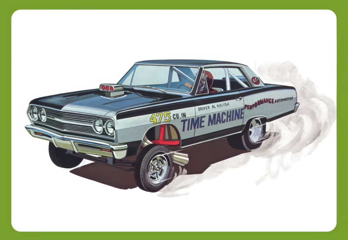 AMT 1302 1:25 1965 Chevy Chevelle AWB Time Machine Funny Car Plastic Model Kit