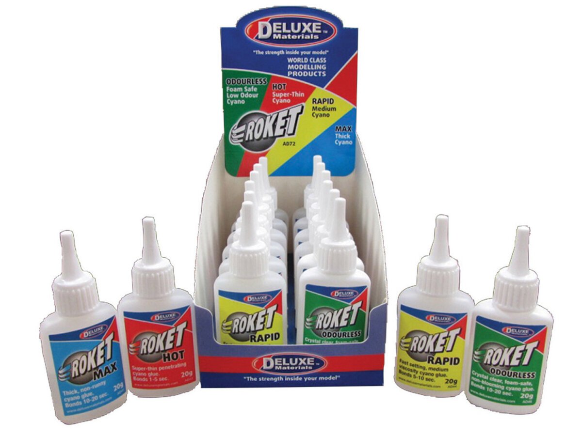 Deluxe Materials AD-72 Roket Cyano Mixed Retailer Pack (Set of 12)