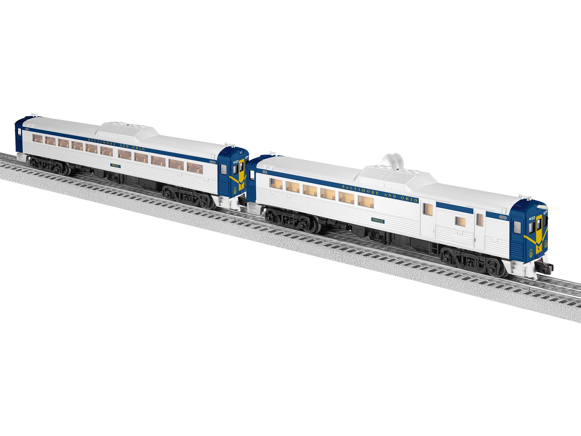Lionel 2335080 O B&O LionChief Plus 2.0 Budd RDC Unit Combo #9902, #9917