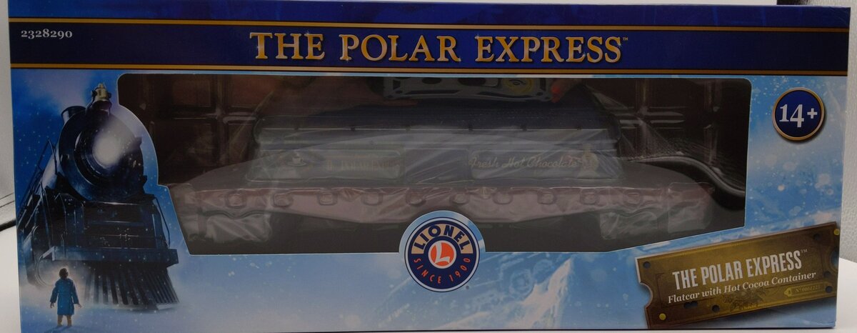 Lionel 2328290 O The Polar Express Flatcar with Hot Cocoa Container