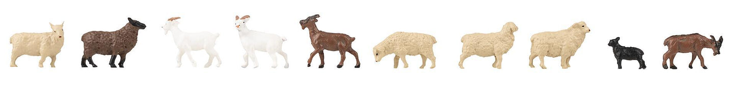 Faller 151921 HO Sheep and Goats Animal Figure Set (Set of 10)